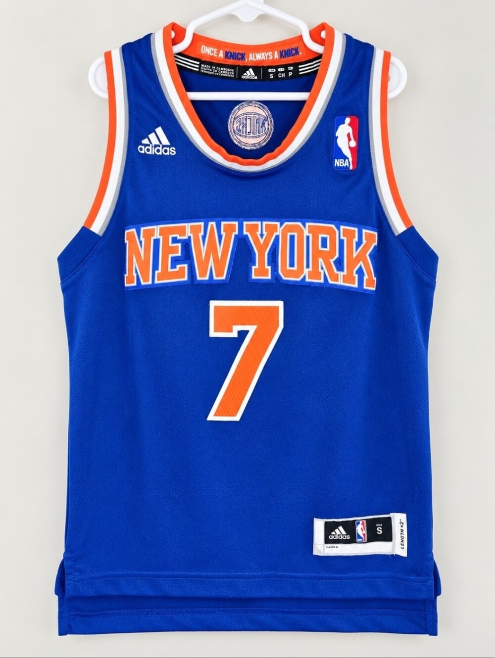Adidas Carmelo Anthony New York Knicks Jersey Youth Small 8 Blue NBA #7 +2"